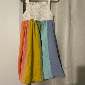 Hanna Andersson White Smocked Top Rainbow Stripe Sundress